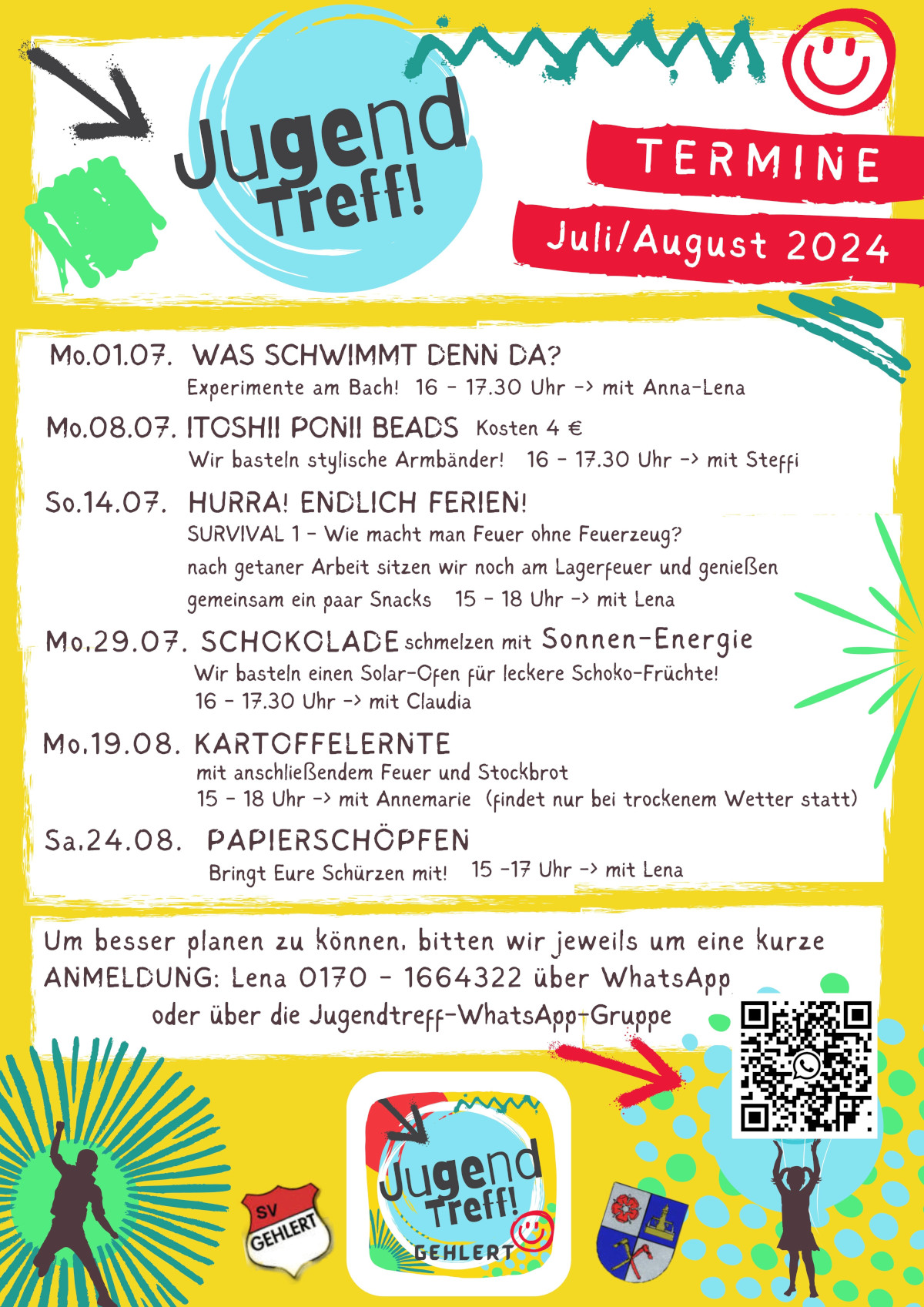 Jugendtreff Termine Juli August 2024
